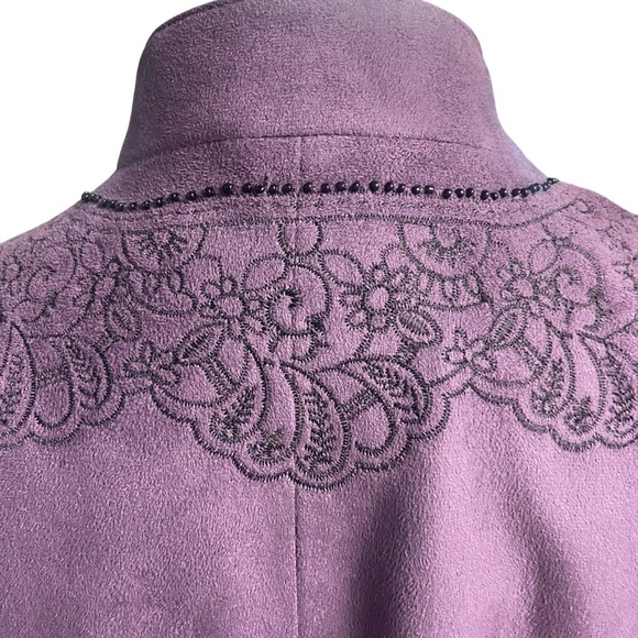 Coldwater Creek Purple/Black Suedecloth Embroidered Jacket Size XS Fall Winter - Picture 5 of 8